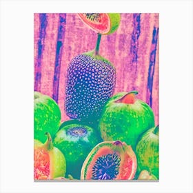 Feijoa 1 Risograph Retro Poster Fruit Canvas Print