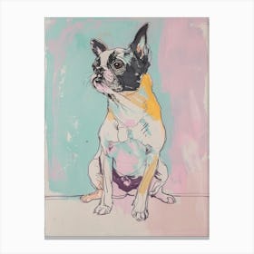 Pastel Boston Terrier Dog Illustration Canvas Print