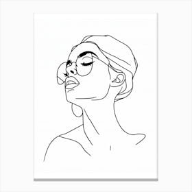 Woman With Glasses Fashion Line art Canvas Print