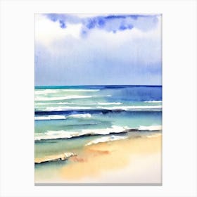 Newcastle Beach, Australia Watercolour Canvas Print