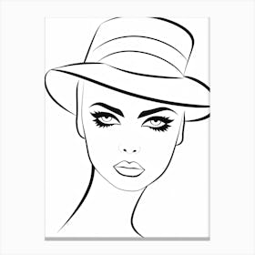 Line Art Inspired By Woman With A Hat By Matisse 3 Canvas Print