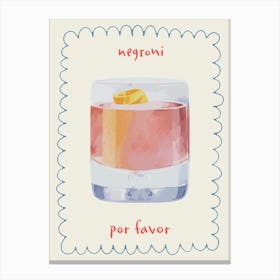 Negroni Por Favor Cocktail Kitchen Drink Canvas Print