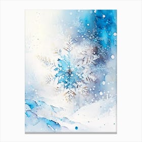 Winter, Snowflakes, Storybook Watercolours 3 Canvas Print
