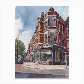 Haringey London Borough   Street Watercolour 1 Canvas Print