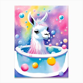 Llama In A Bubble Bath 1 Canvas Print