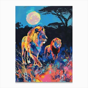 Masai Lion Night Hunt Fauvist Painting 1 Canvas Print