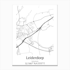 Leiderdorp,Netherlands Minimalist Map Canvas Print