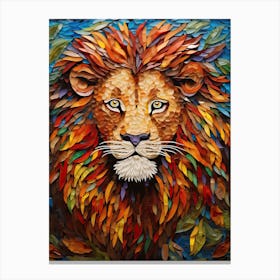 Lion Art Painting Mosaic Style 1 Canvas Print