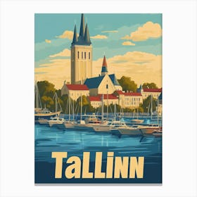 Aihrgdesign A Retro Travel Poster For Tallinn 4 Canvas Print