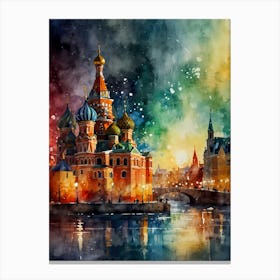 Watercolor Of Moscow Cathedral Canvas Print