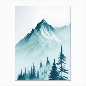 Mountain And Forest In Minimalist Watercolor Vertical Composition 87 Canvas Print