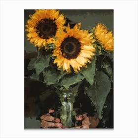 Sunflowers In A Jar Canvas Print