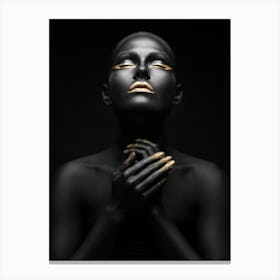 Black Woman With Gold Makeup 3 Canvas Print