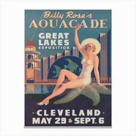 Aquacade, Great Lakes, Cleveland Vintage Travel Poster Canvas Print