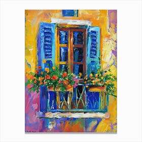 Balcony Painting In Athens 4 Canvas Print
