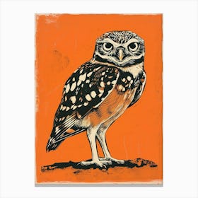 Burrowing Owl Linocut Blockprint 1 Canvas Print
