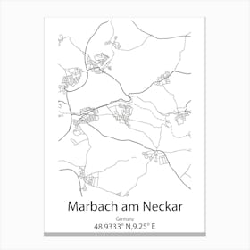 Marbach Am Neckar,Germany Minimalist Map Canvas Print