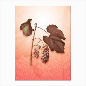 Friulli Grape Vintage Botanical in Peach Fuzz Seigaiha Wave Pattern n.0240 Canvas Print