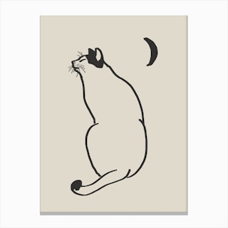 Line Art Cat Drawing 4 Canvas Print