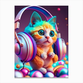 Cat With Headphones 8 Canvas Print