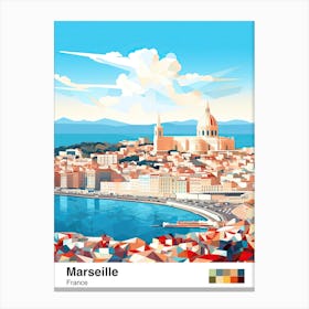 Marseille, France, Geometric Illustration 3 Poster Canvas Print