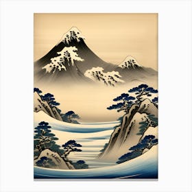 Traditional Japanese Mountain Landscape Canvas Print