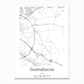 Guanabacoa,Cuba Minimalist Map Canvas Print