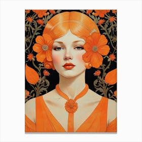 Orange Flower Girl Canvas Print