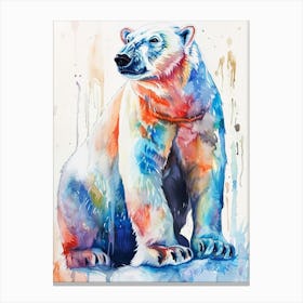 Polar Bear Colourful Watercolour 3 Canvas Print
