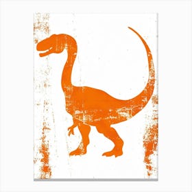 Orange Dinosaur Silhouette 3 Canvas Print