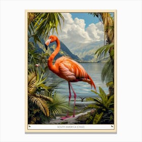 Greater Flamingo South America Chile Tropical Illustration 3 Poster Canvas Print