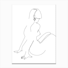 Meditating Woman Nude Line Canvas Print