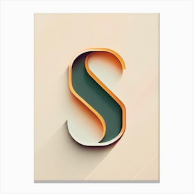 S, Letter, Alphabet Retro Minimal 1 Canvas Print