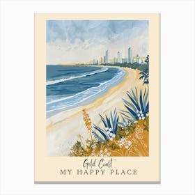 My Happy Place Gold Coast 1 Travel Poster Canvas Print