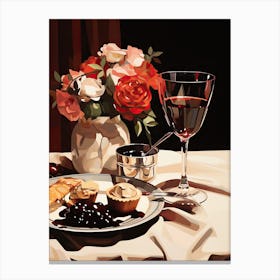 Atutumn Dinner Table Sweet Wine, Painting Canvas Print