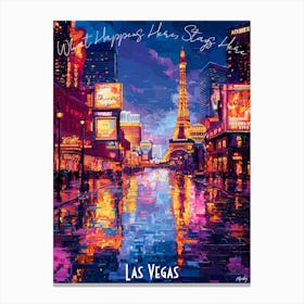 Las Vegas City Skyline, abstract cubism vibrant Poster Canvas Print