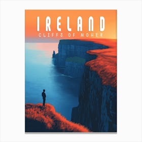 Ireland Vintage Travel Poster, Cliffs of Moher Canvas Print