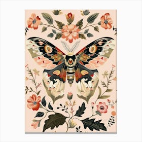 Pink Butterflies William Morris Style 7 Canvas Print