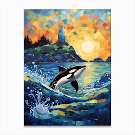Orca Whale Impasto Sunset 2 Canvas Print
