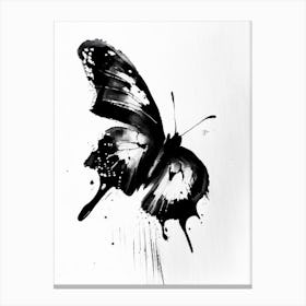 Butterfly Symbol Black And White Painting Canvas Print