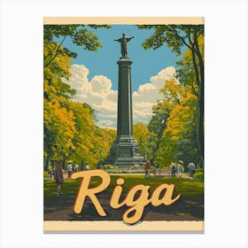 Aihrgdesign A Retro Travel Poster For Riga 5 Canvas Print