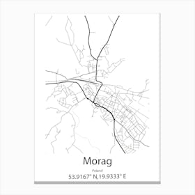 Morag,Poland Minimalist Map Canvas Print