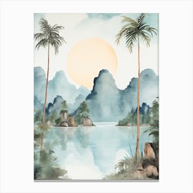 Watercolour Of Khao Sok National Park   Thailand 0 Canvas Print