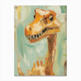 Mustard & Teal Dinosaur Painting Canvas Print