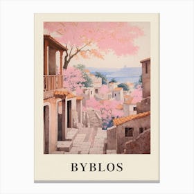 Byblos Lebanon 2 Vintage Pink Travel Illustration Poster Canvas Print