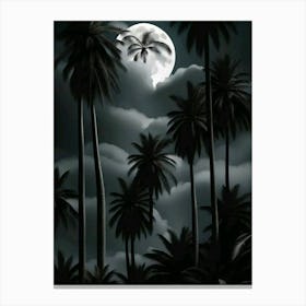 Palm Trees In The Moonlight Canvas Print