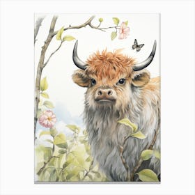 Storybook Animal Watercolour Bison 2 Canvas Print