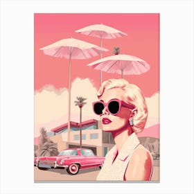 Pink Palm Springs Kitsch 5 Canvas Print