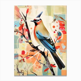 Bird Painting Collage Cedar Waxwing 3 Canvas Print