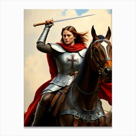 Jean D´Arc On Horse - Portrait Canvas Print